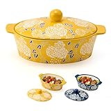 Ceramic Casserole Dish With Lid, Casserole Dishes for Oven, Baking Dish Lasagna Pans For Cooking, Oval Baking Pan, Dutch Oven, Perfect for Bread Baking and Serving, Housewarming, Christmas - Yellow