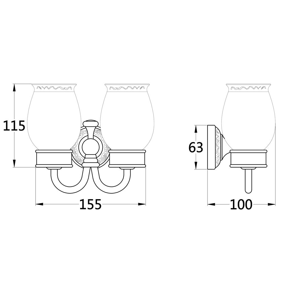 Weare Home Antike Zahnputzbecherhalter, Messing Zahnbecherhalter,Retro Klassic Solide Kupfer Zahnbürstenhalter und Keramik Glas Form Doppelt Zahnbürstenhalter