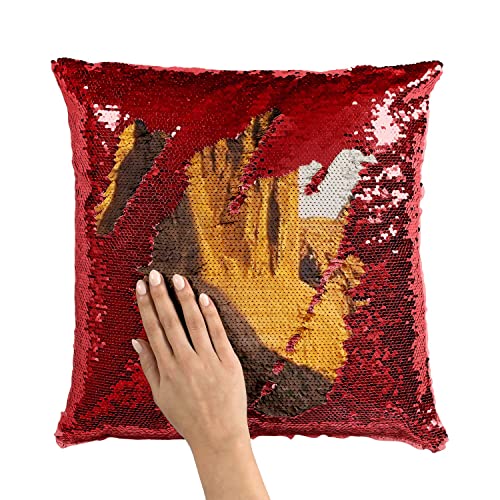 Coussin avec housse sequin paillettes rouge Grand Canyon