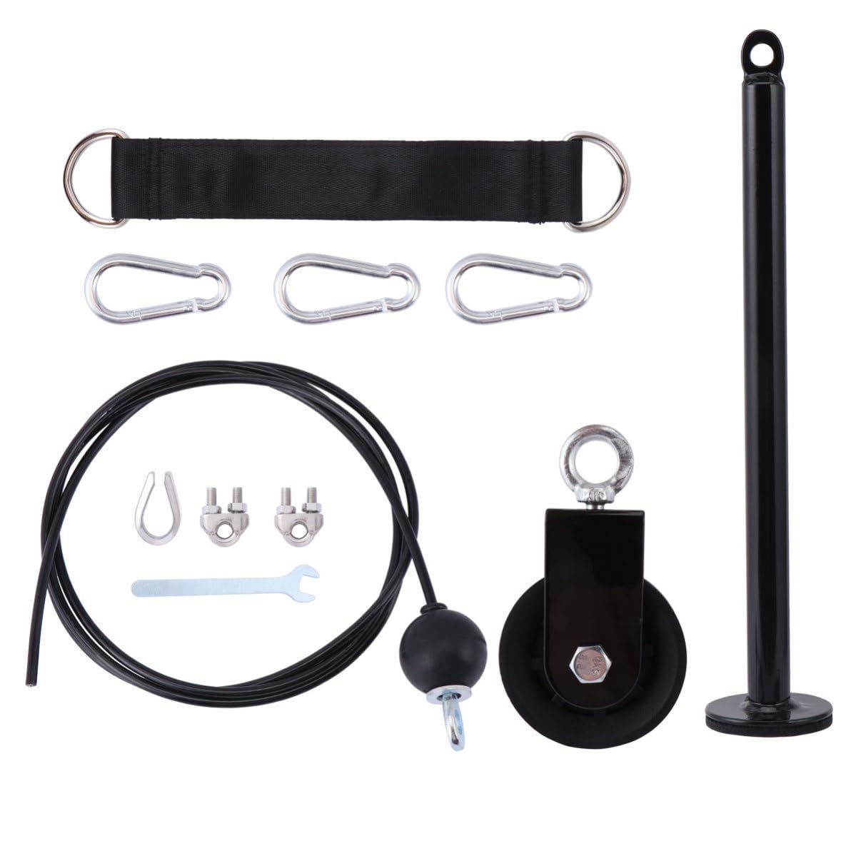 Kit de Equipo de Fitness Poleas y Cables de Metal Negro, Fácil de Instalar para Entrenamiento de Fuerza y Ejercicio Completo en Casa