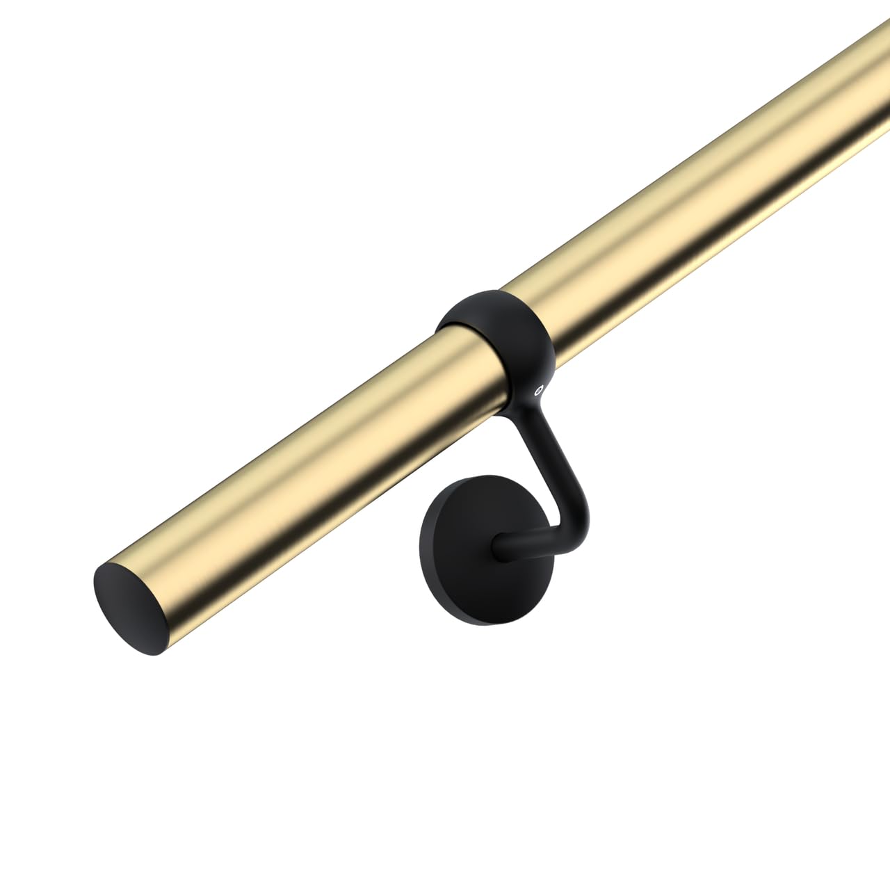 1.2m Banister Stair Handrail Kit – Brass Rail with Black Brackets | 1.2m Banister Stair Handrail Kit – Matt Black with Antique Brass Brackets