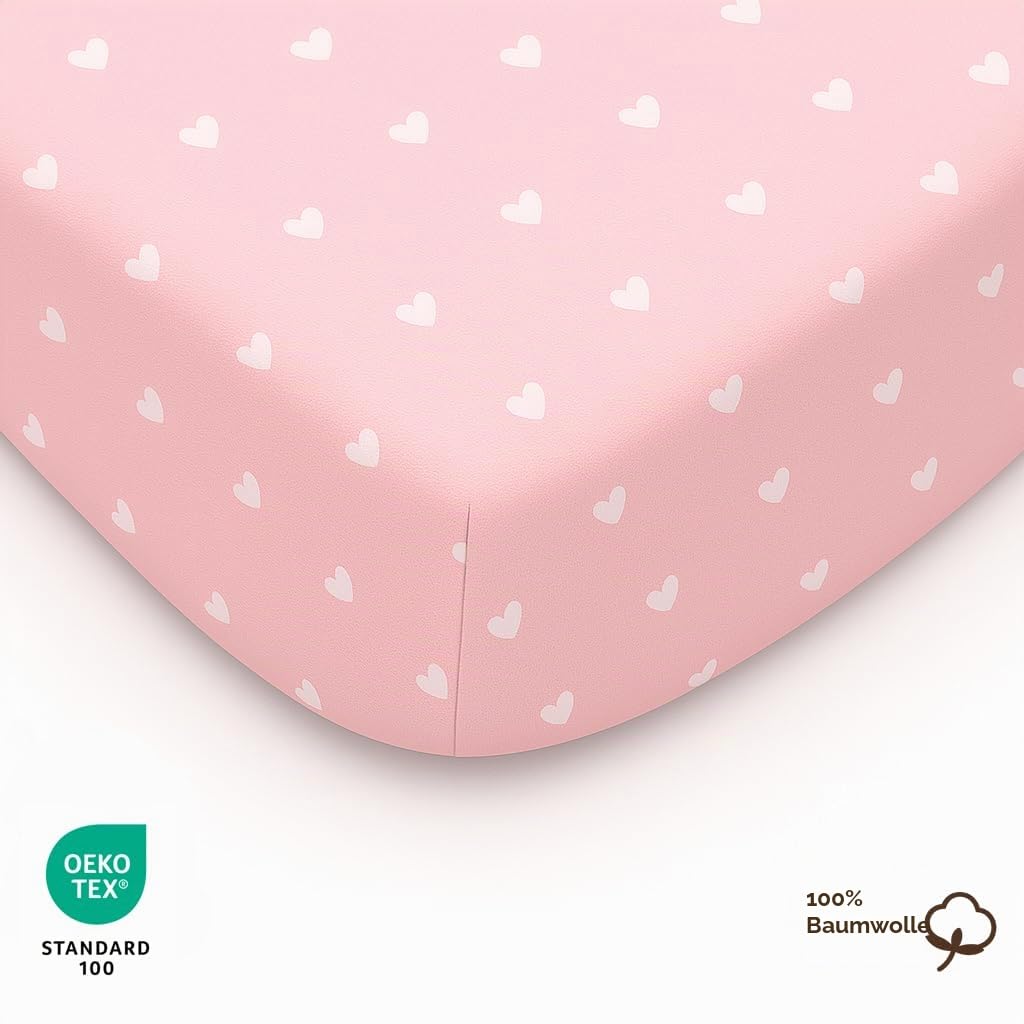 2X Spannbettlaken 80×160 cm – 100% Baumwolle, Weich & Atmungsaktiv, Ohne Schadstoffe, Für Kinderbett (Regenbogen, 80 x 160 cm)