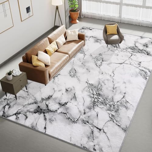 Tapis grand salon lavable en machine texture marbre 80x150 cm - 3