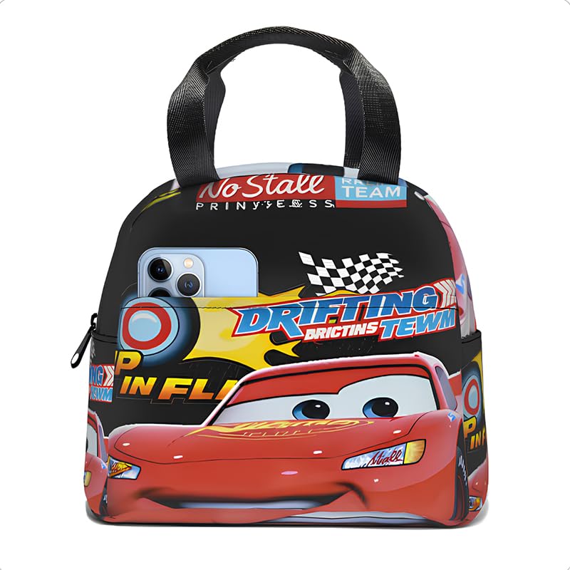 Cartoon Lunch Box Cute Insulated Lunch Bag Reusable Lunch Tote Bag for Travel Work Picnic (Cars)