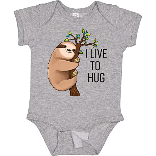 inktastic I Live To Hug- Cute Sloth on a Branch Baby Bodysuit Newborn 0060 Heather Grey 2b25a
