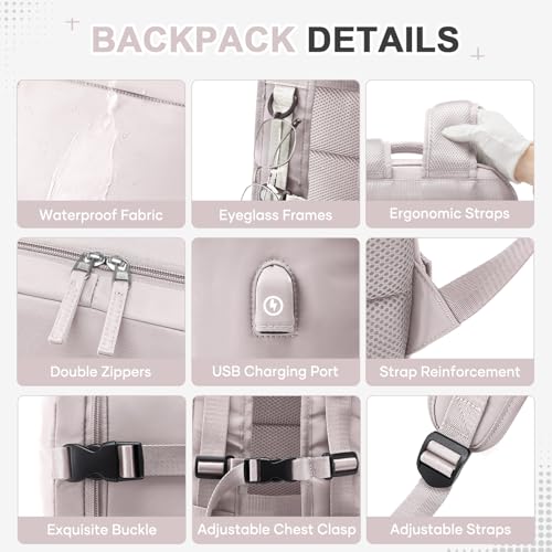 Image of Vacuum Backpack Travel Backpack with Compression, Men Women Vacuum Backpacks with Air Pump, Carry on Bag Flight Approved Personal Item Size - Pink