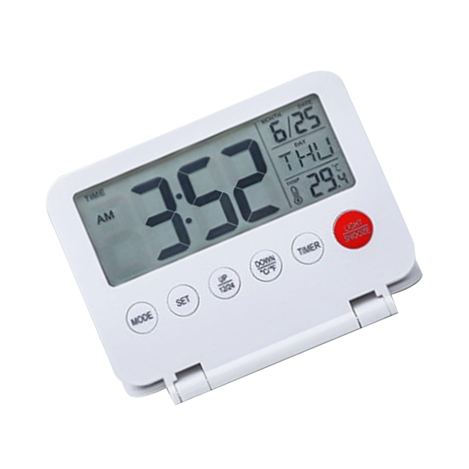 Nucelit Electronic Desk Clock with Temperature Display and Date Function Snooze Backlight Battery Operated Travel Foldable Clock Alarm with Temperature Gauges