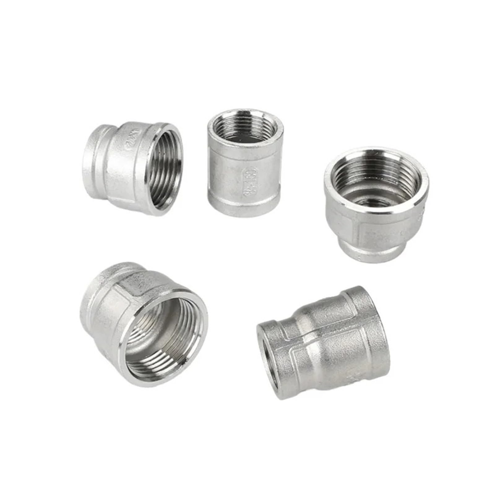 AARTERZZA 1PC 304 Stainless Steel Inner Pipe Coupling 1/2"-1" BSP Female Thread Reducing Connection Pipe Fitting