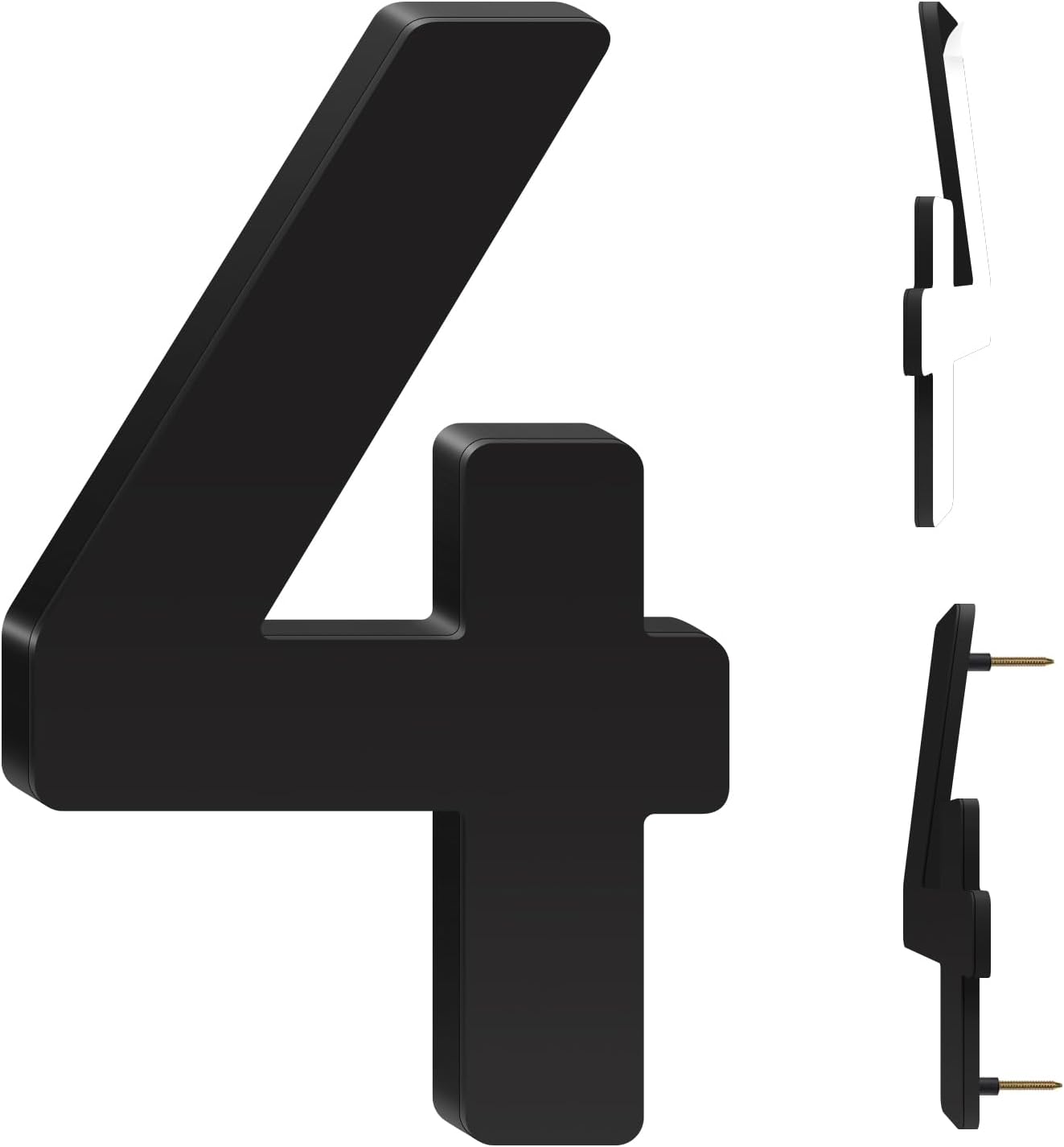 16 Inch Floating Aluminum Alloy House Numbers Letters, Modern Adhesive Acrylic House Address Numbers for Outside, Black Address Letter and Number for Home Office Apartment (4)