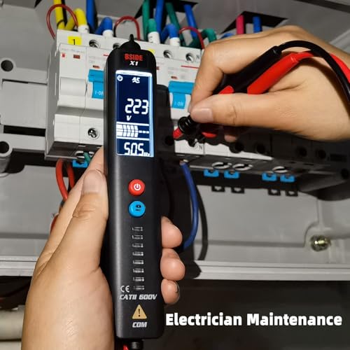 BSIDE Voltage Tester EBTN LCD Non-contact Voltage Detector Pen, 3-Line Display with 8 LED Indicator, Dual Range Adjustable Sensitivity AC Power Sensor