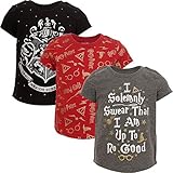 Harry Potter Big Girls Hogwarts Short Sleeve 3 Pack T-Shirts 6/6X
