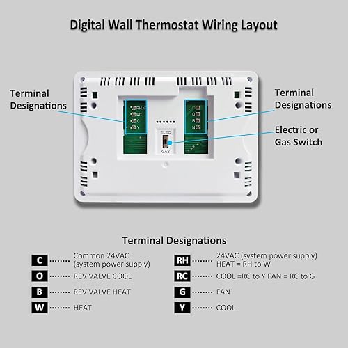 Miniatura 5 de Termostato no programable para casa, termostato digital de ahorro de energía, sistemas de una sola etapa, 1 calor1 frío, fácil de instalar,