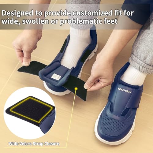 Image of Diabetic Shoes for Men Extra Wide Walking Shoes Swollen Feet Shoes for Neuropathy Adjustable Closure with Arch Support