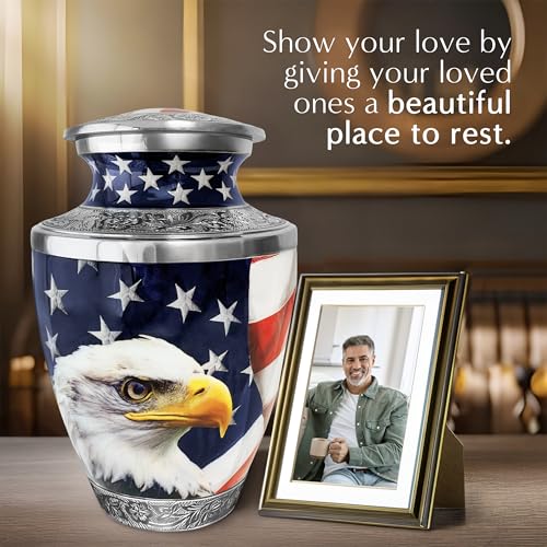 Everlight Memorials American Eagle Urn for Ashes Adult Male – Large Patriotic Cremation Urns for Human Ashes Adult Man & Women – Memorial Funeral Urn for Home Display, or Burial by Everlight Memorials - Used condition - Image 8