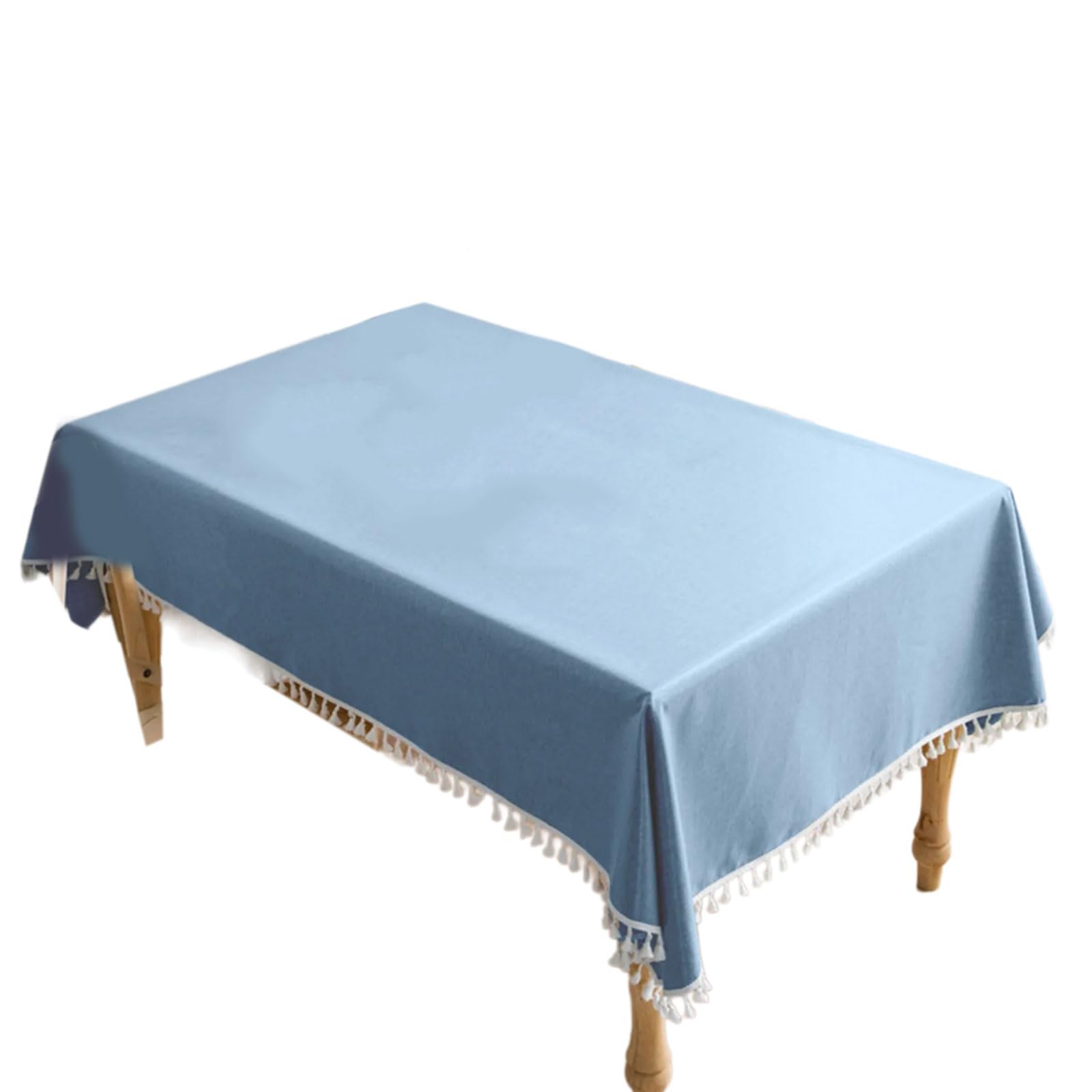 HZBB Modern Tablecloth for Dining Room, Cotton Linen Blend Spillproof Table Covers Fits Most Tables Rectangle Tassels Tablecloth