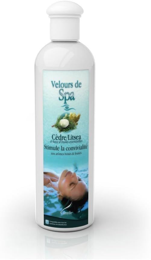 Velours de Spa Cedar/Litsea – Fragrances made from 100% Pure and Natural Essential Oils for Spas or Jacuzzis – Stimulate the conviviality with wooded and fruity aromas – 500ml