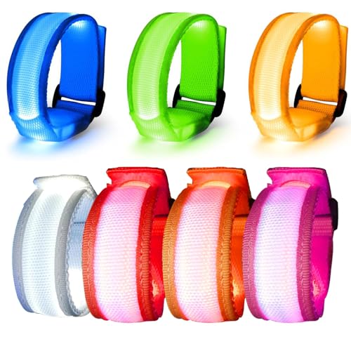 YUYWWAN LED Bracciale Set, 7 Pezzi Braccialetto Luminoso Bambini, Bracciale LED Running Colorati Giocattoli Braccialetto Luminosi per Feste, Halloween, Natale, Concerti, Sport