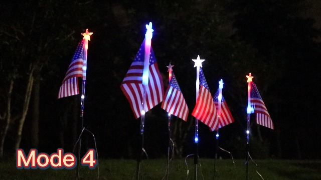 Image of 6 Flag Lights 4th of July Decorations 8 Lighting Modes, 6-in-1 American Flag Solar Lights, Memorial Day Decorations with Red White and Blue Lights for Independence Day Path Garden Decor Yard Pathway