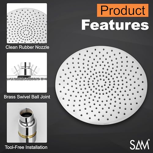 Image of SAM Shower Slim High Pressure Rainfall Showerhead Without Arm for bathroom (Collar Square, 4 * 4)