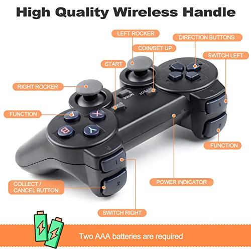 PartySticks Retro Game Stick - Revisit Classic Games with Built-in 9 Emulators, 20,000+ Games, 4K HDMI Output, and 2.4GHz Wireless Controller for TV Plug and Play, Black (GAME-64-Black)