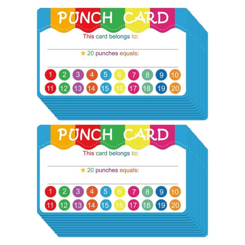 UKCOCO 50 Pcs Kids Behavior Reward Incentive Punch Card, Student Reward Punch Cards for Classroom Behaviour Tracking and Learning Incentive