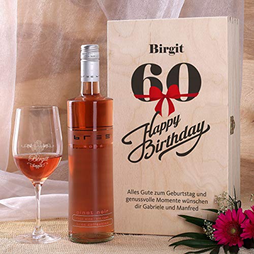 Herz & Heim® Bree Wein-Präsent mit graviertem Weinglas und Bree Wein zur Auswahl in Geschenkkiste zum 60. Geburtstag… - Image 3