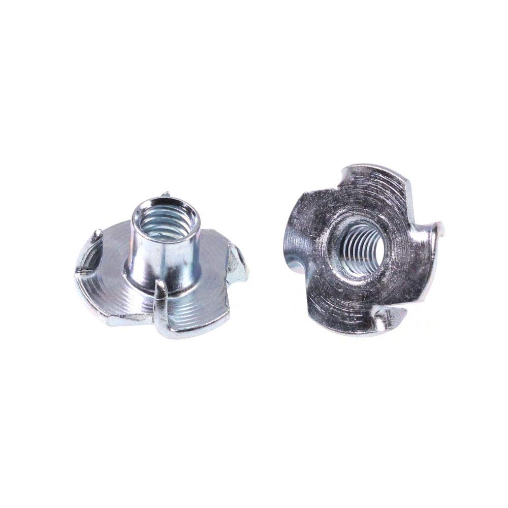 T-Nuts(120 Pack),Tee Nut 1/4"-20,5/16"-18, 3/8"-16,Pronged Tee Nut, T Nut 4 Prong Tee Blind Nuts for Wood, Rock Climbing Holds, Cabinetry (total120 Pack)