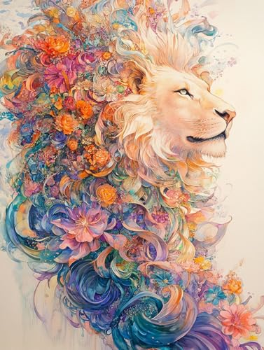 Peinture diamant adulte lion 5D - Créez votre décoration murale salon 45x60cm