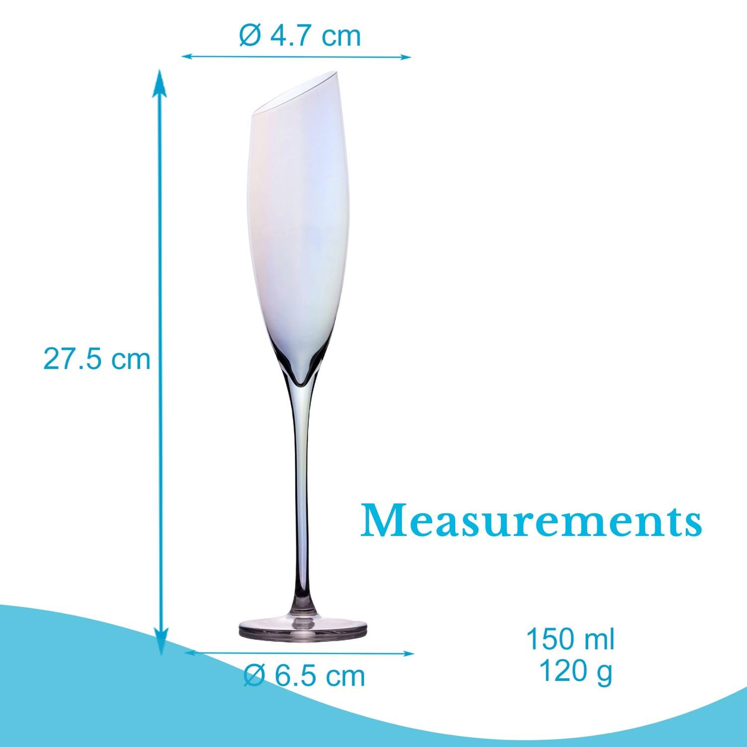 Intirilife 6x Flûte à Champagne avec bord moderne et reflets arc-en-ciel - 150 ml de contenance - Flûte à champagne Prosecco Verre cristal résistant au lave-vaisselle antichoc