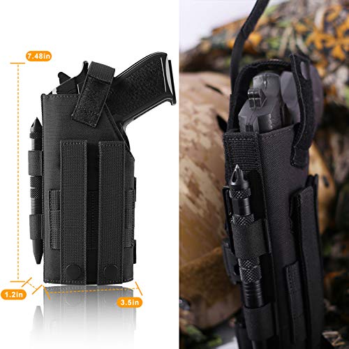 Molle Holster - Pvnoocy Tactical Adjustable Pistol Holster For Most Compact Medium Full Size Pistol Glock 17 19 22 23, Ruger Lcp, Beretta With Under Barrel Attachment #TOP2