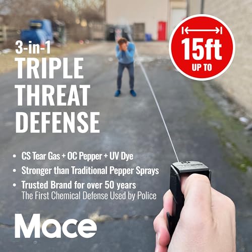 Mace Pepper Spray - Triple Action Model, 3-in-1 Formula (OC, Tear Gas, UV Dye), Flip Top Safety Cap, Self Defense Spray for Women & Men - Image 3