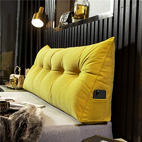 SDGHH-8MMDM Headboard Back Rest Cushion Support Pillow Triangular Large Reading Pillow with Side Pocket Lumbar Support Back Wedge Pillow for Bedroom Bed Bay Window Sofa,F,60 * 50 * 20cm