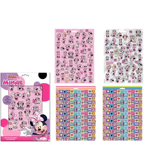 CERDÁ LIFE'S LITTLE MOMENTS Pack de Pegatinas Minnie – Set Infantil con Pegatinas Decorativas de Minnie Mouse para Niñas, Ideal para Personalizar Útiles Escolares, Juguetes, Libretas y Regalos