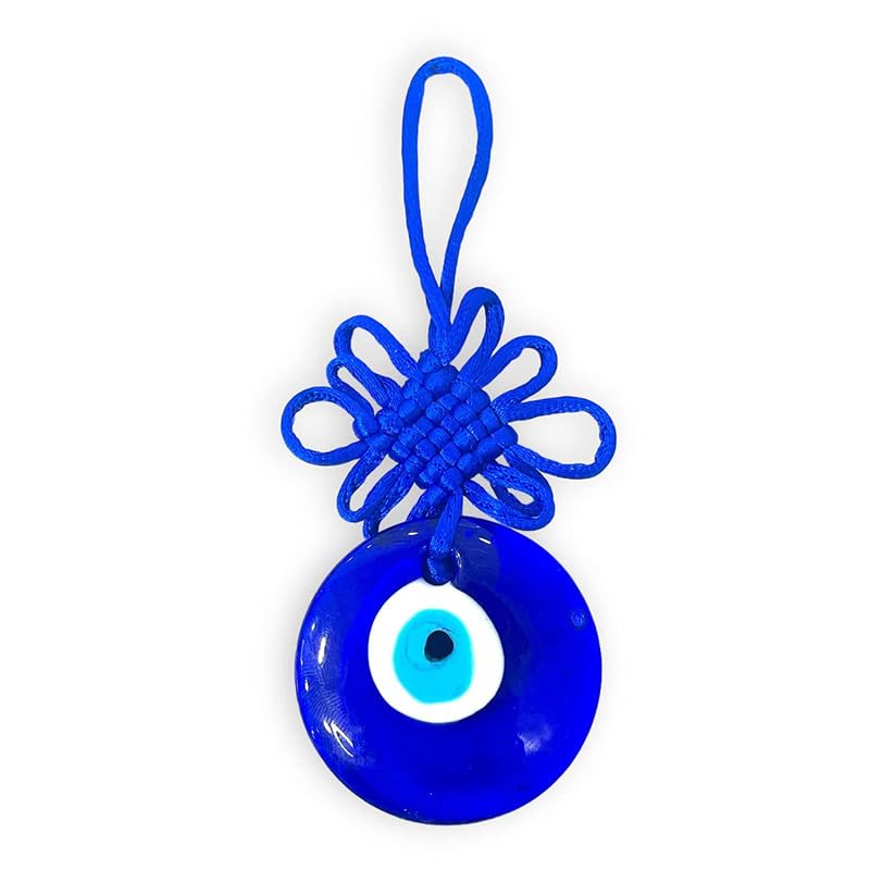 Image of Node Evil Eye 3 Cm Handmade Blue Evil Eye Hanging for Good Luck Zodiac Success Health Wealth Prosperity | Decoration for Home Office Garden and Car Hanging |Nazar Battu