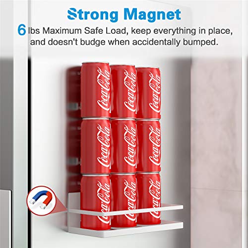 Image of Magnetic Spice Rack, Strong Magnetic Shelf with 2 Removable Hooks, Perfect Space Saver for Small Kitchen /Apartment, Awesome Metal Cabinet for Holding Spices, Jars, Salt, Beverage(White)