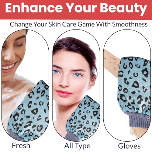 Image of TEMPERIA (1 pcs) Exfoliating Gloves for Dead Skin - Body Scrubber for Bathing, Bath & Shower for Women & Men - Premium, Ergonomic Design Exfoliator Scrub (Random Colors) (MN03)