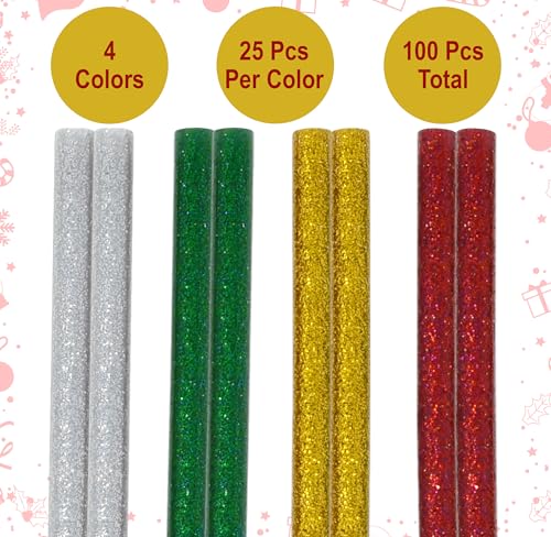 image for Gift Boutique 100 Pack Mini Christmas Hot Glue Gun Sticks Colored Melt