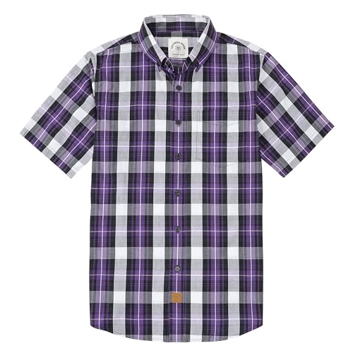 Image of Dubinik Mens Short Sleeve Button Down Shirts Soft Breathable Summer Vintage Regular Fit Lightweight Men's Casual Shirt