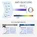 Blue Light Blocking Glasses Women, Semi-Rimless Clear Lens, Professional Computer Game Eyeglasses for men, Anti Eyestrain and Better Sleep (Golden Frame)