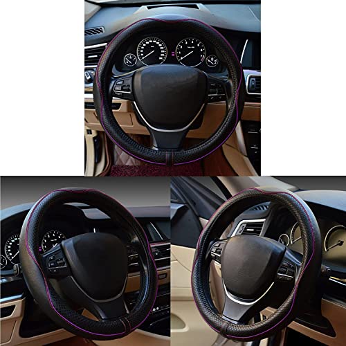 Image of Gomass Car Steering Wheel Cover, Anti-Slip, Safety, Soft, Breathable, Heavy Duty, Thick, Full Surround, Sports Style (Black with Purple line)
