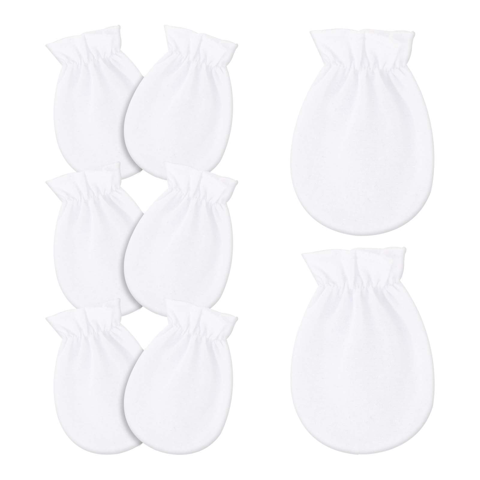 Solbrezeni 4 Pairs Scratch Mittens Newborn, Soft Baby Mittens, No Scratch Baby Mittens Newborn, Infant Toddler Gloves for Baby Boy Girl 0-6 Months (White)