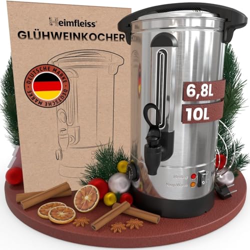 Heimfleiss® Glühweinkocher 10L aus Edelstahl | 1500W...
