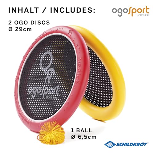 Schildkröt® Ogo Sport Set, 2 Ogo Softdiscs Ø29cm, rot und gelb, 1 Ball, Standardgröße, beliebte Spiel-Klassiker, 970117