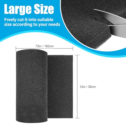 Image of AQUANEAT Aquarium Bio Sponge Filter Media Pad 36 inch x 12 inch x 1 inch / 72 inch x 12 inch x 1 inch Open Cell Foam Sheet Cut-to-Fit for Fish Tank Sump (72 inch x 12 inch x 1 inch) (Pack of 3)