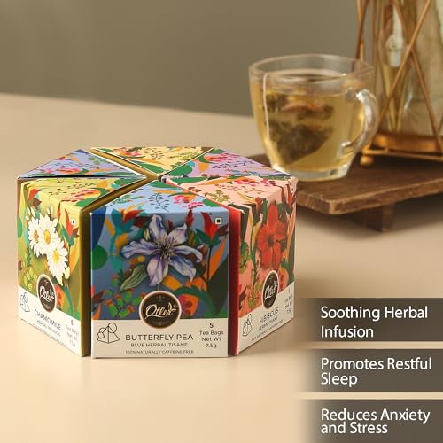 Image of Otler Herbal Tea Sampler - 6 Blends | Hibiscus, Chamomile, Passion Fruit, Berry & More | 30 Herbal Tea Bags (5 Per Blend) | Detox, Relax & Gifting | Caffeine Free | 100g