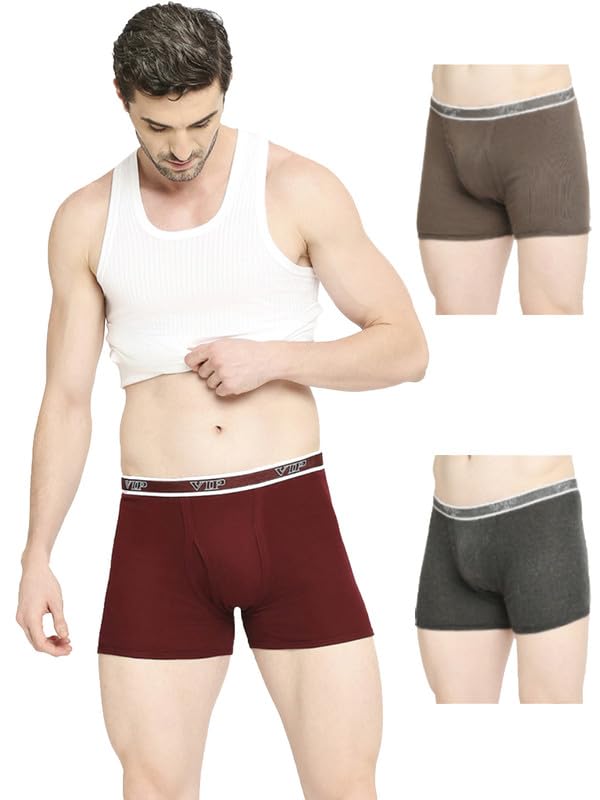 Image of VIP Advanta 100% Ribbed Cotton Fabric Trunk Combo Set for Mens with Covered Elastic Waistband