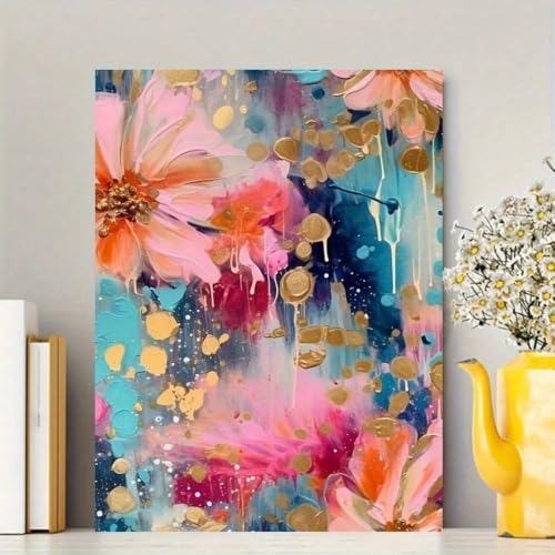 Peinture florale lumineuse pour salon et chambre déco murale moderne