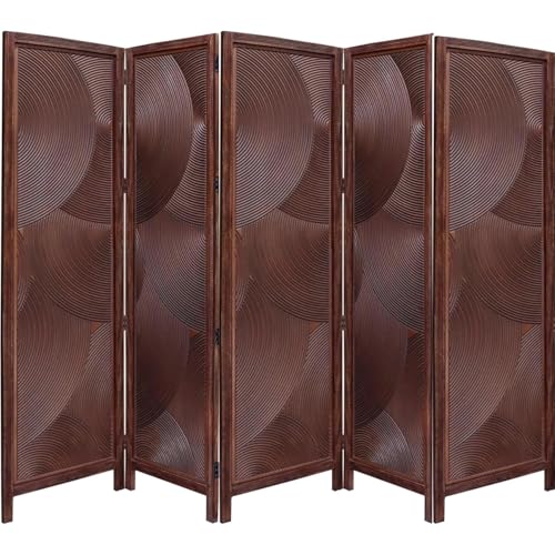 Image of Classic Wood & Craft Wooden Room Divider Partition for Living Room, Privacy Partition, Partition Wall, Divider for Makeup Studio /Office (5 Panels - Round Frame Design)