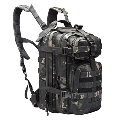 Army Pans Small Military Survival Backpack Tactical Hydration Backpack For Hiking Camping Riding(Black-Multicam) #TOP6