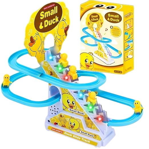 Decor Style, MiniExplorer Duck Track Toys for Stair-Climbing Escalator with Lights & Music, Includes 3 Small DucksPerfect Toddler Gift
